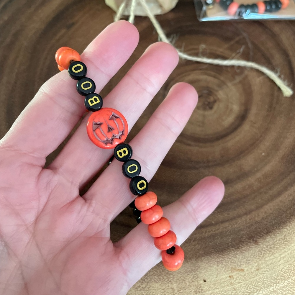 NEW Hallo-Boo custom Peaced by Alise bracelet  black-Orange turquoise Agate fun